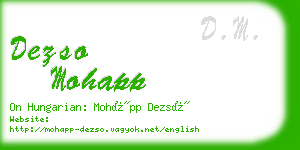 dezso mohapp business card